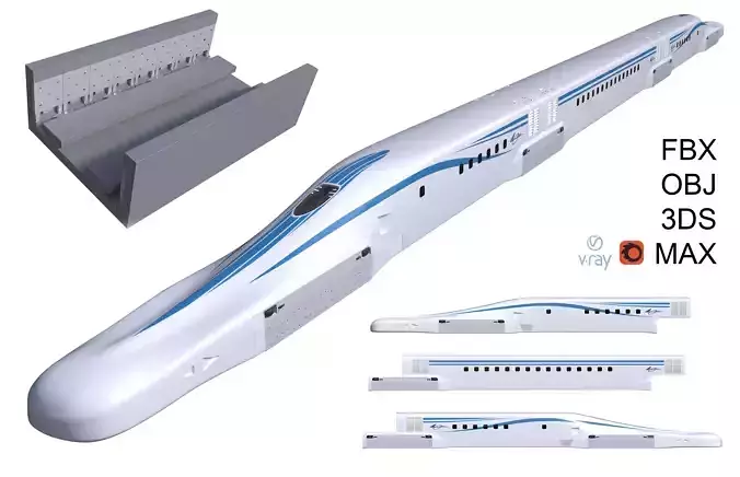 SCMaglev L0 Series Improved Version Shinkansen 3D model