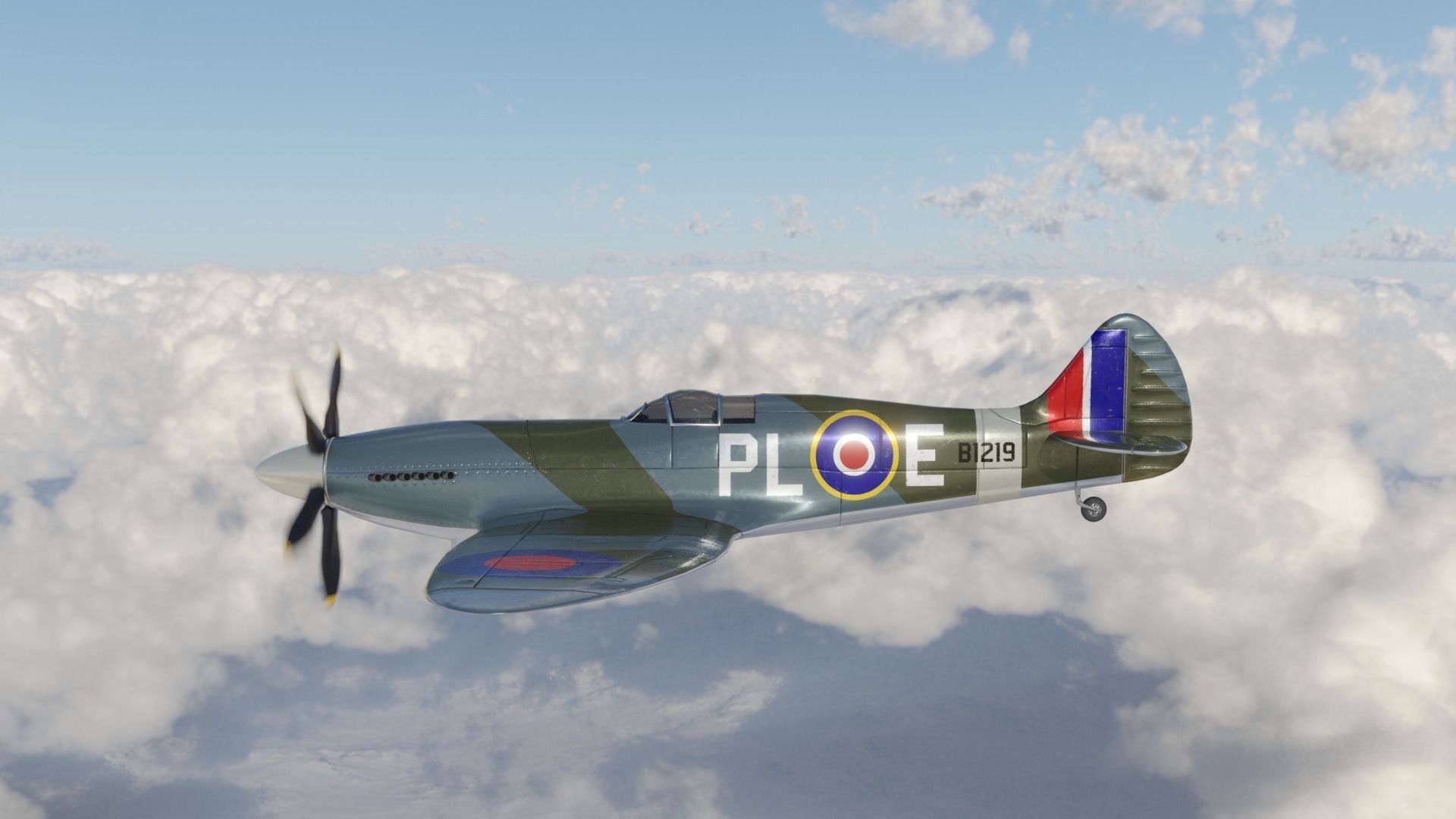 Supermarine Spitfire 3D Model Low-poly 3D model_6