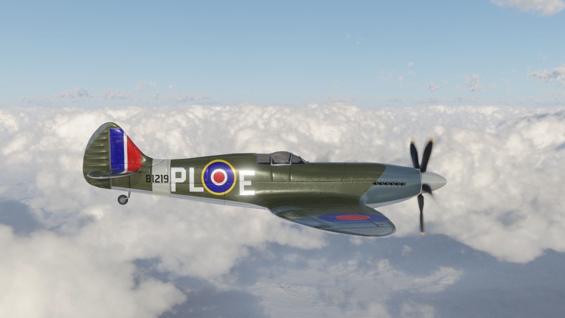 Supermarine Spitfire 3D Model Low-poly 3D model_12