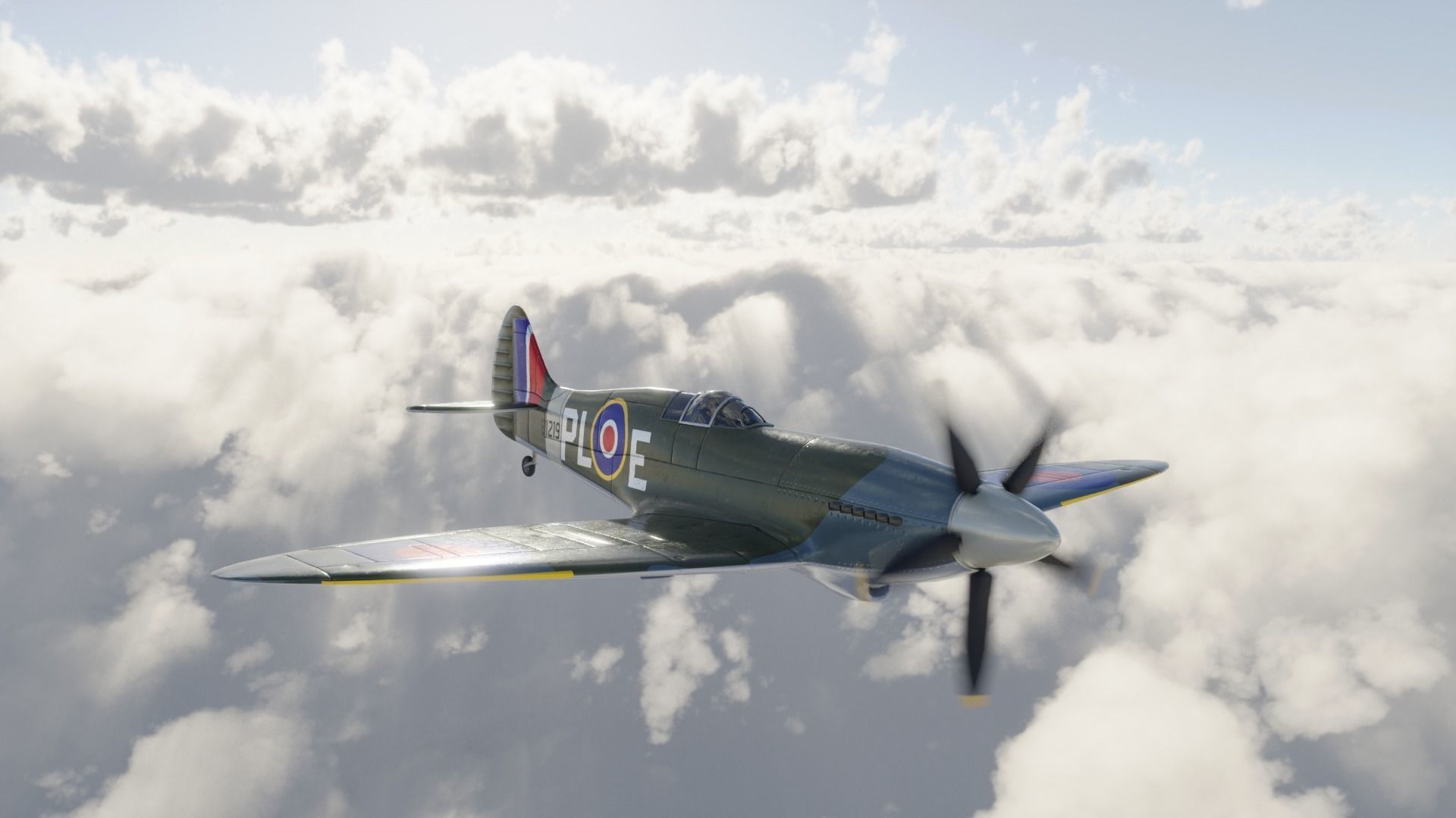 Supermarine Spitfire 3D Model Low-poly 3D model_2