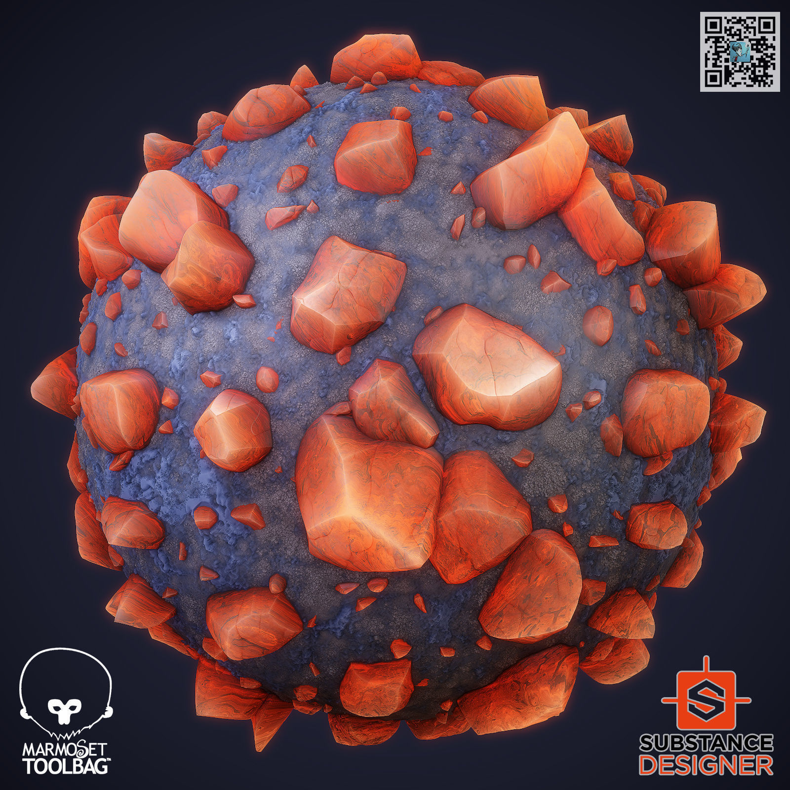 Stylized Alien Stonefield Generator - PBR - 4K - PNG - SBSAR  Texture_3