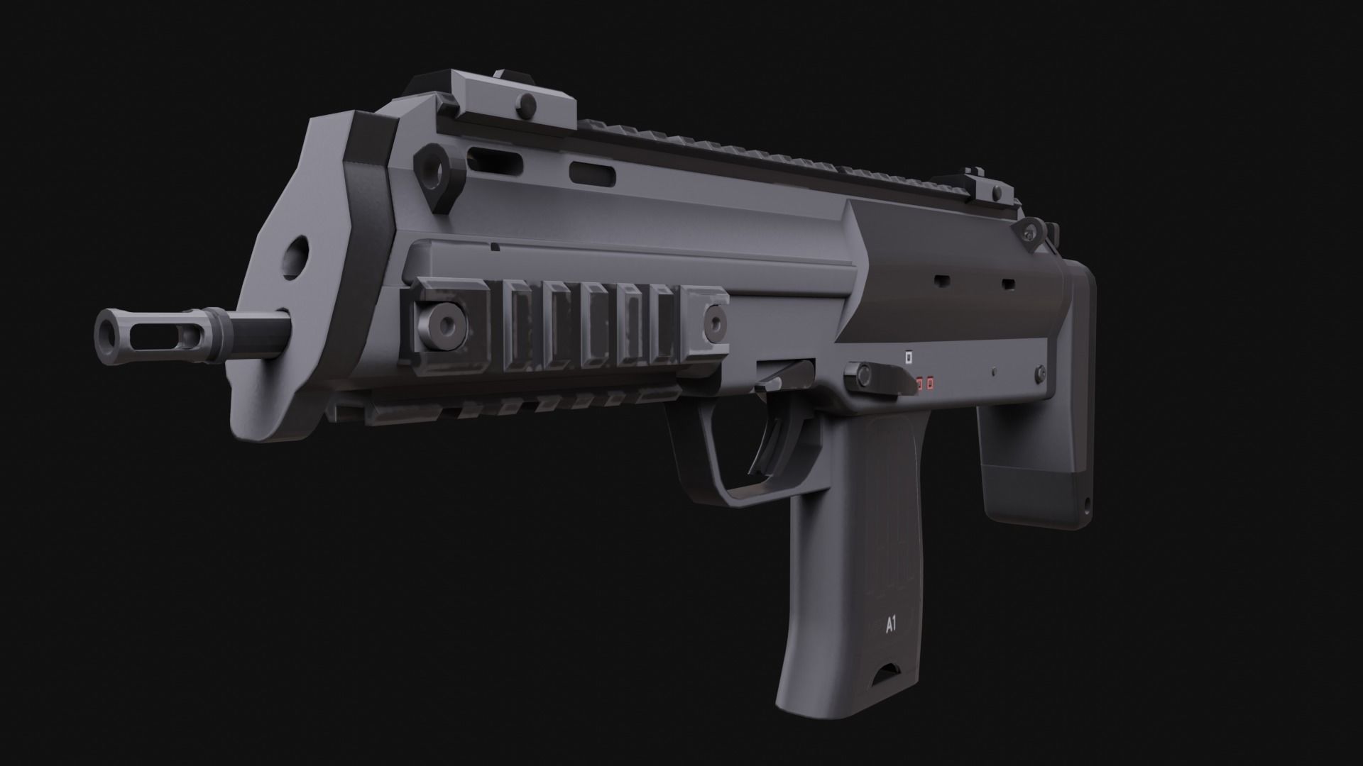 MP7 Sub-Machingun Low-poly 3D model_1