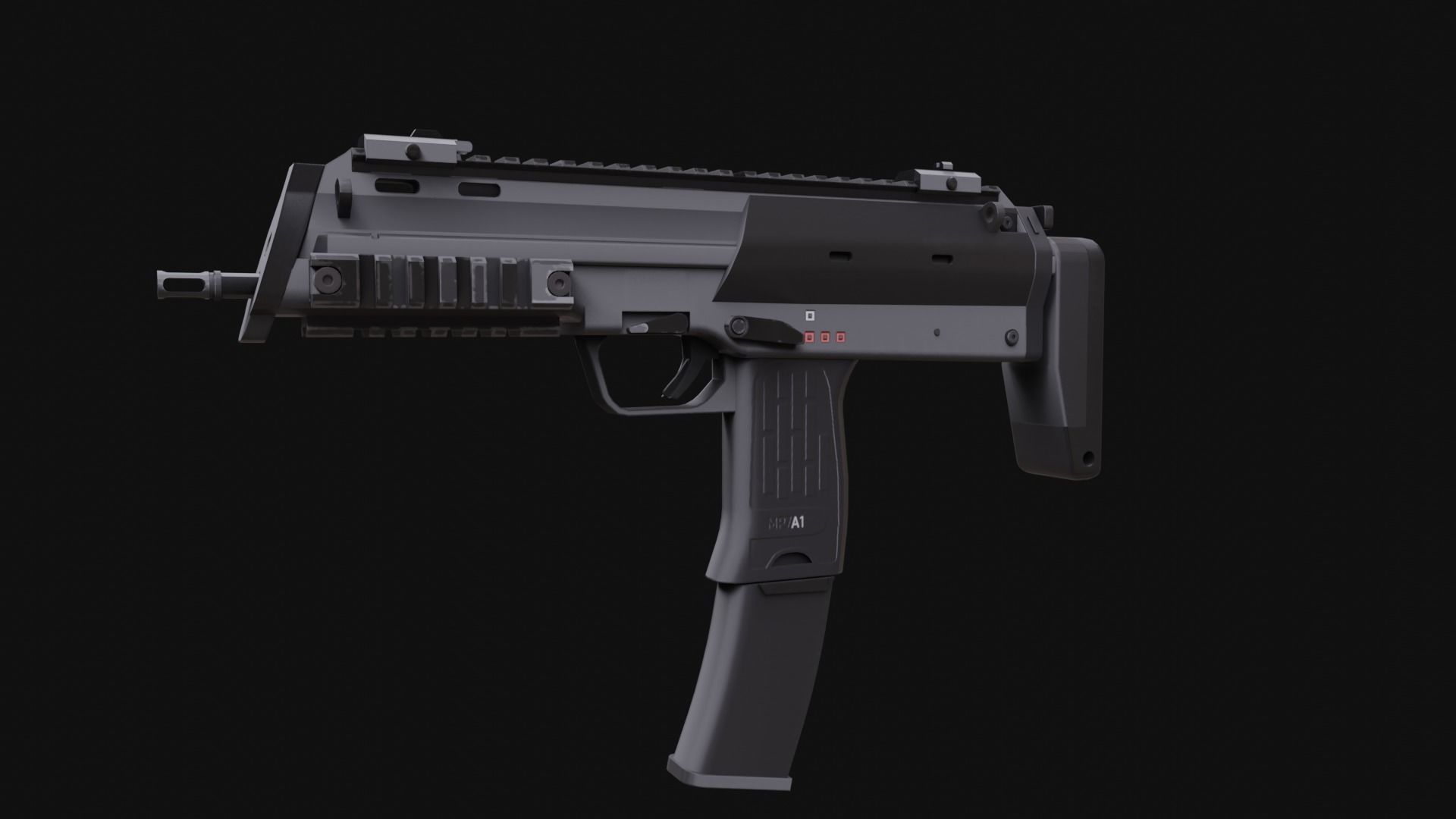 MP7 Sub-Machingun Low-poly 3D model_2