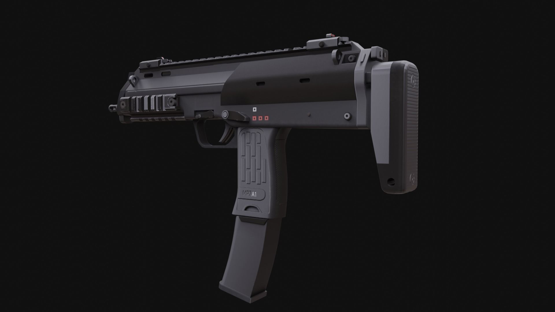 MP7 Sub-Machingun Low-poly 3D model_4