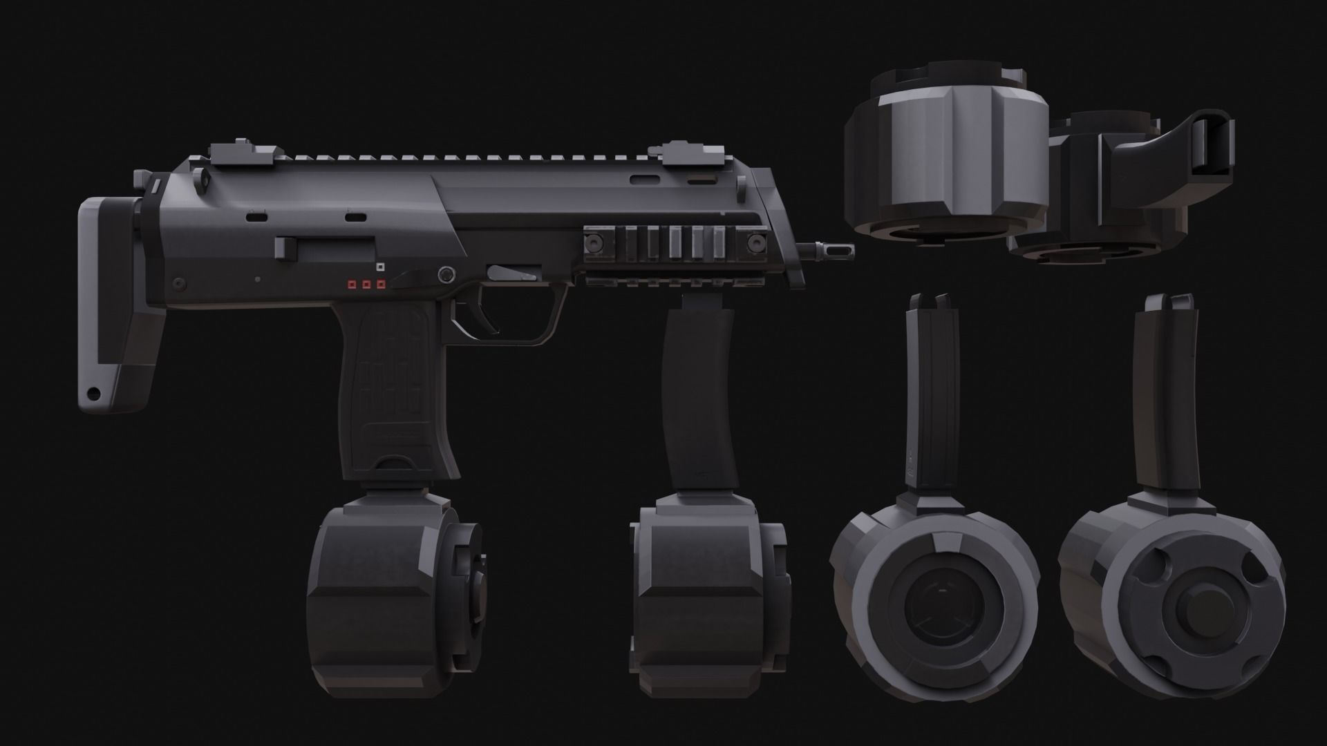 MP7 Sub-Machingun Low-poly 3D model_10