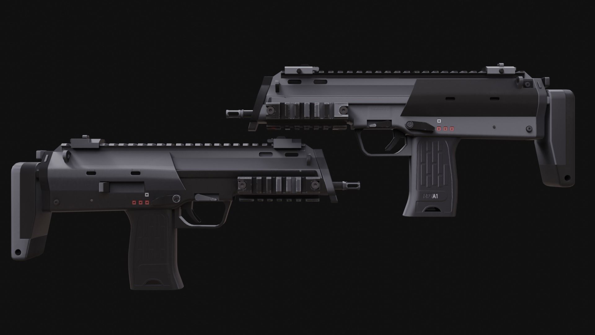 MP7 Sub-Machingun Low-poly 3D model_3