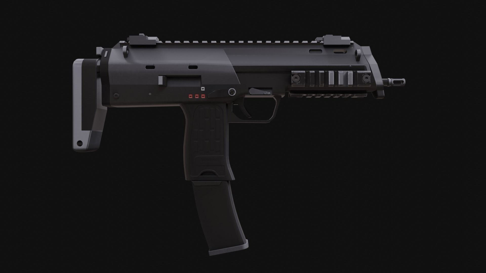 MP7 Sub-Machingun Low-poly 3D model_9