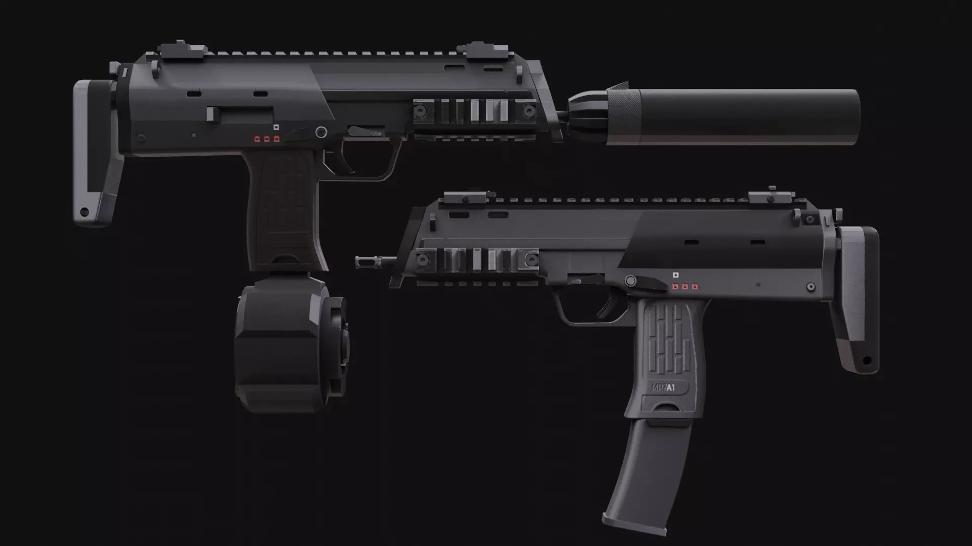 MP7 Sub-Machingun Low-poly 3D model_0