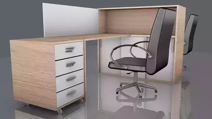 WORKSTATION desk with chair and bookcase