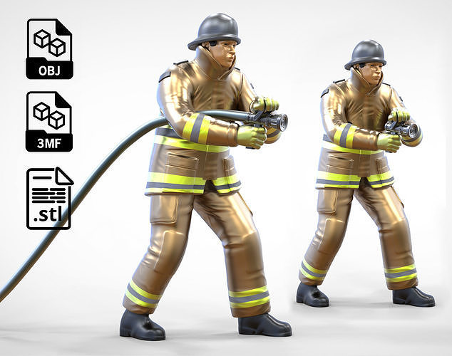 N1 Firefighter or fireman Extinguishing fire  3D print model