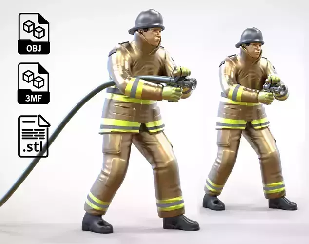 N1 Firefighter or fireman Extinguishing fire  3D print model