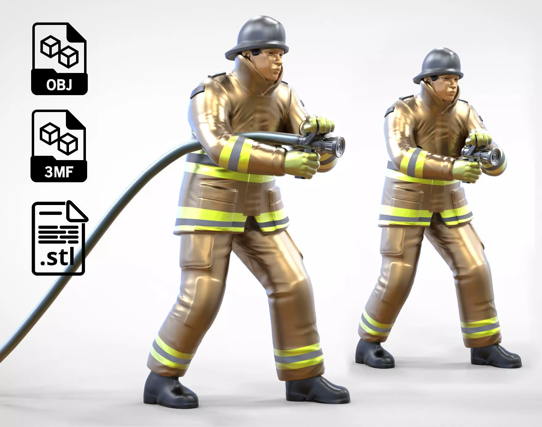 N1 Firefighter or fireman Extinguishing fire 3D print model