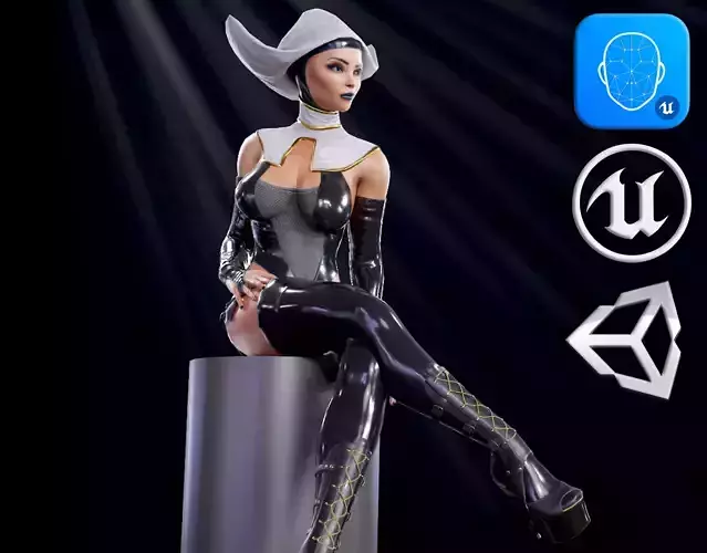 Latex Nun2 Low-poly 3D model