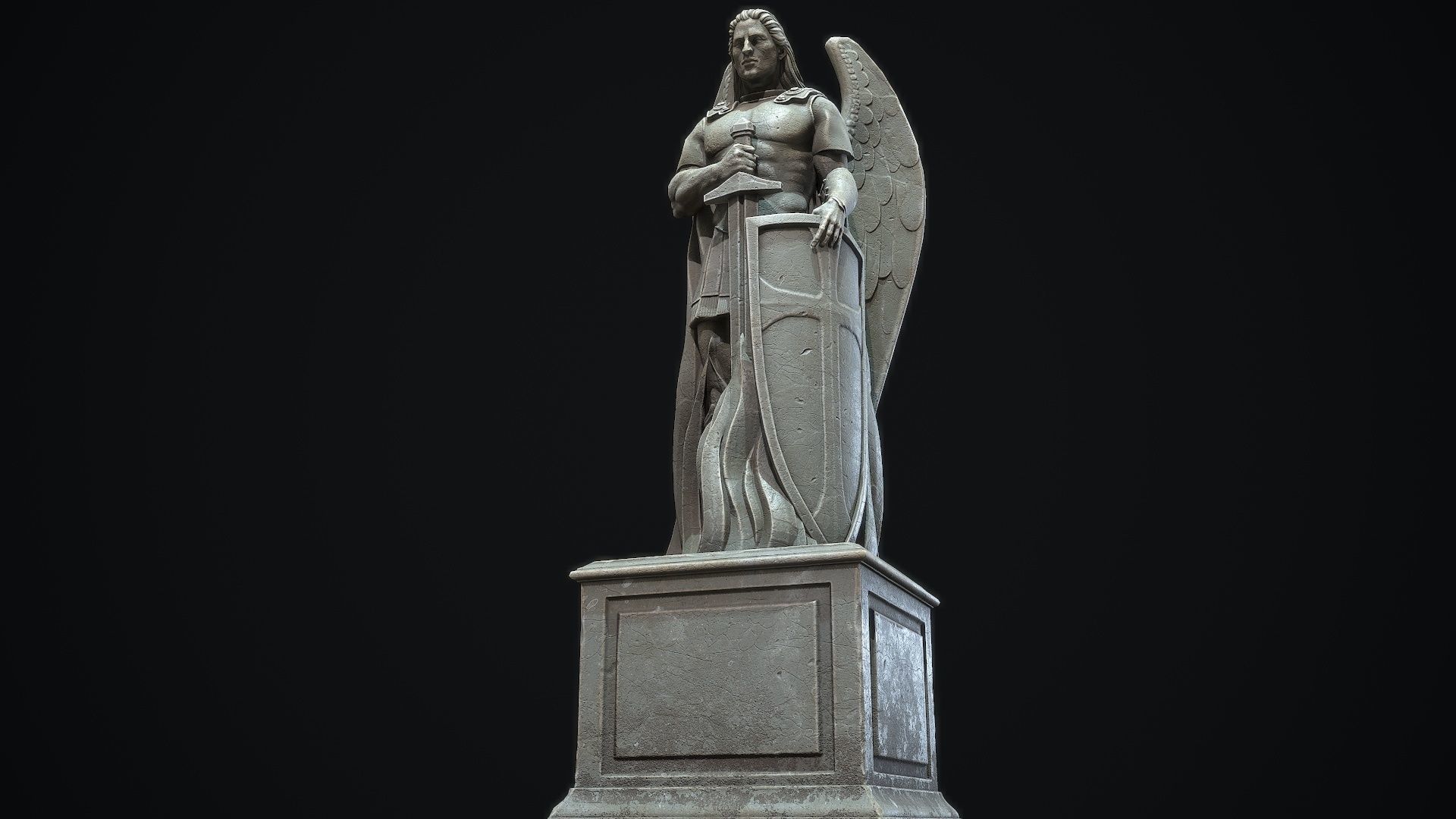 Archangel Statue PBR   Low-poly 3D model_1