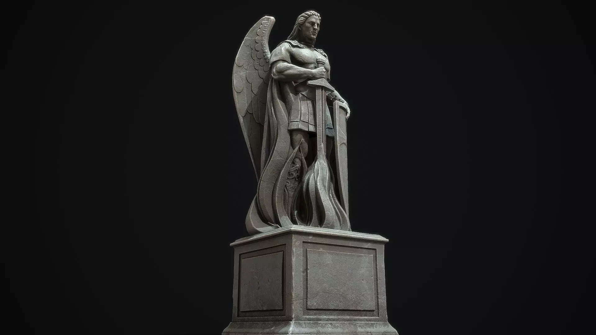 Archangel Statue PBR   Low-poly 3D model_0
