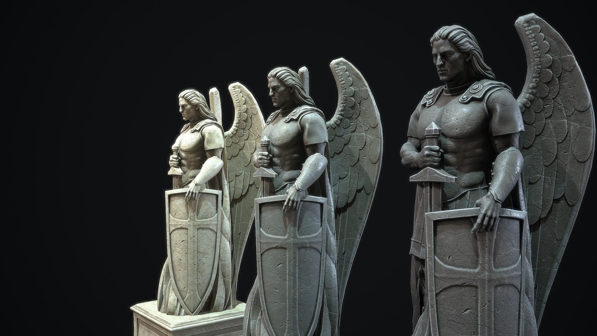 Archangel Statue PBR   Low-poly 3D model_7