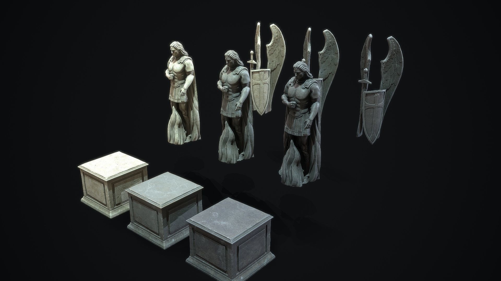 Archangel Statue PBR   Low-poly 3D model_9