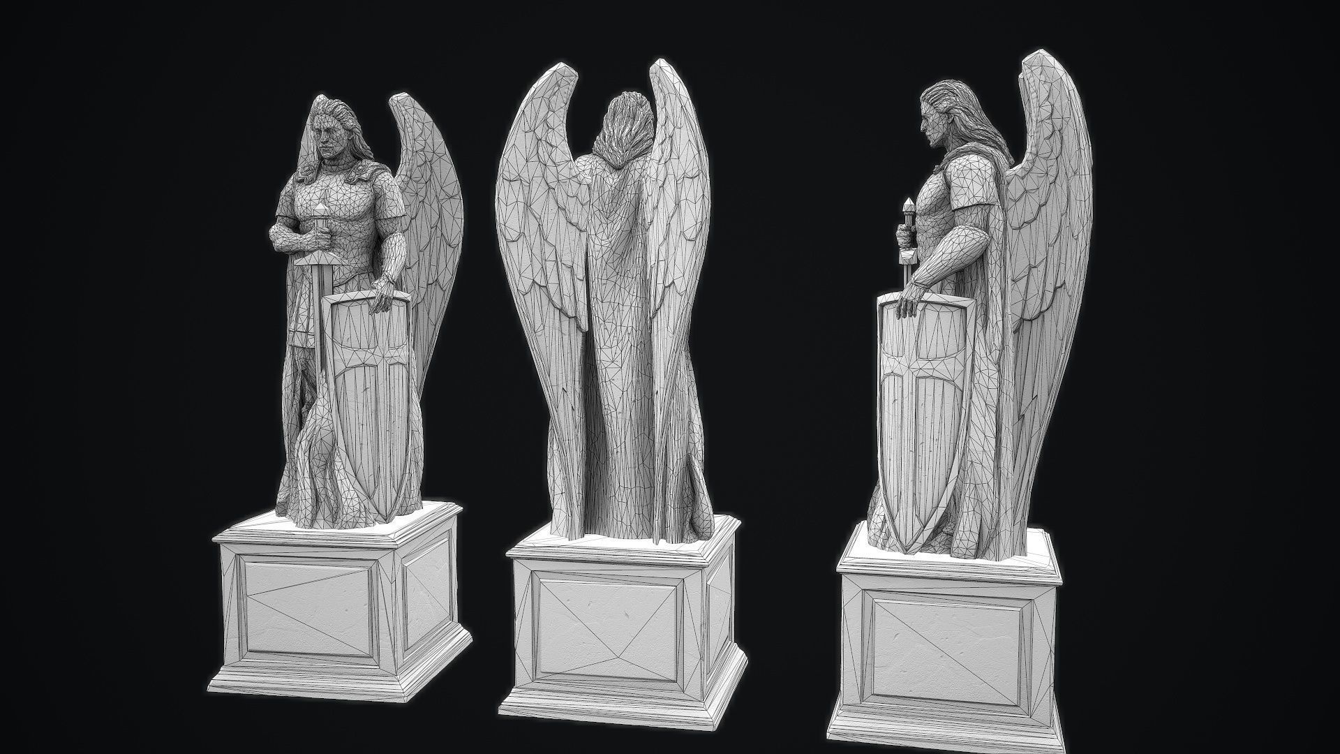 Archangel Statue PBR   Low-poly 3D model_11