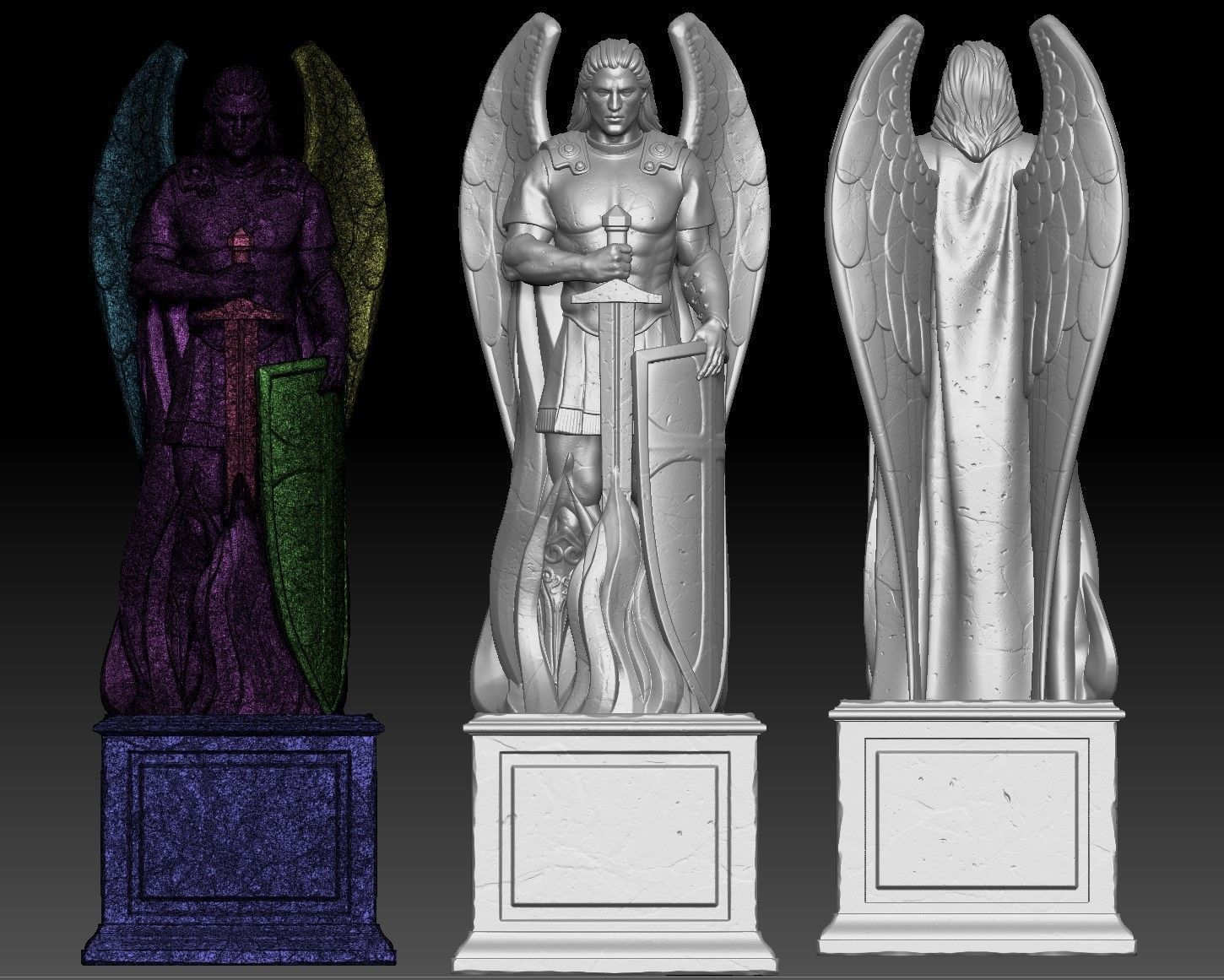 Archangel Statue PBR   Low-poly 3D model_12