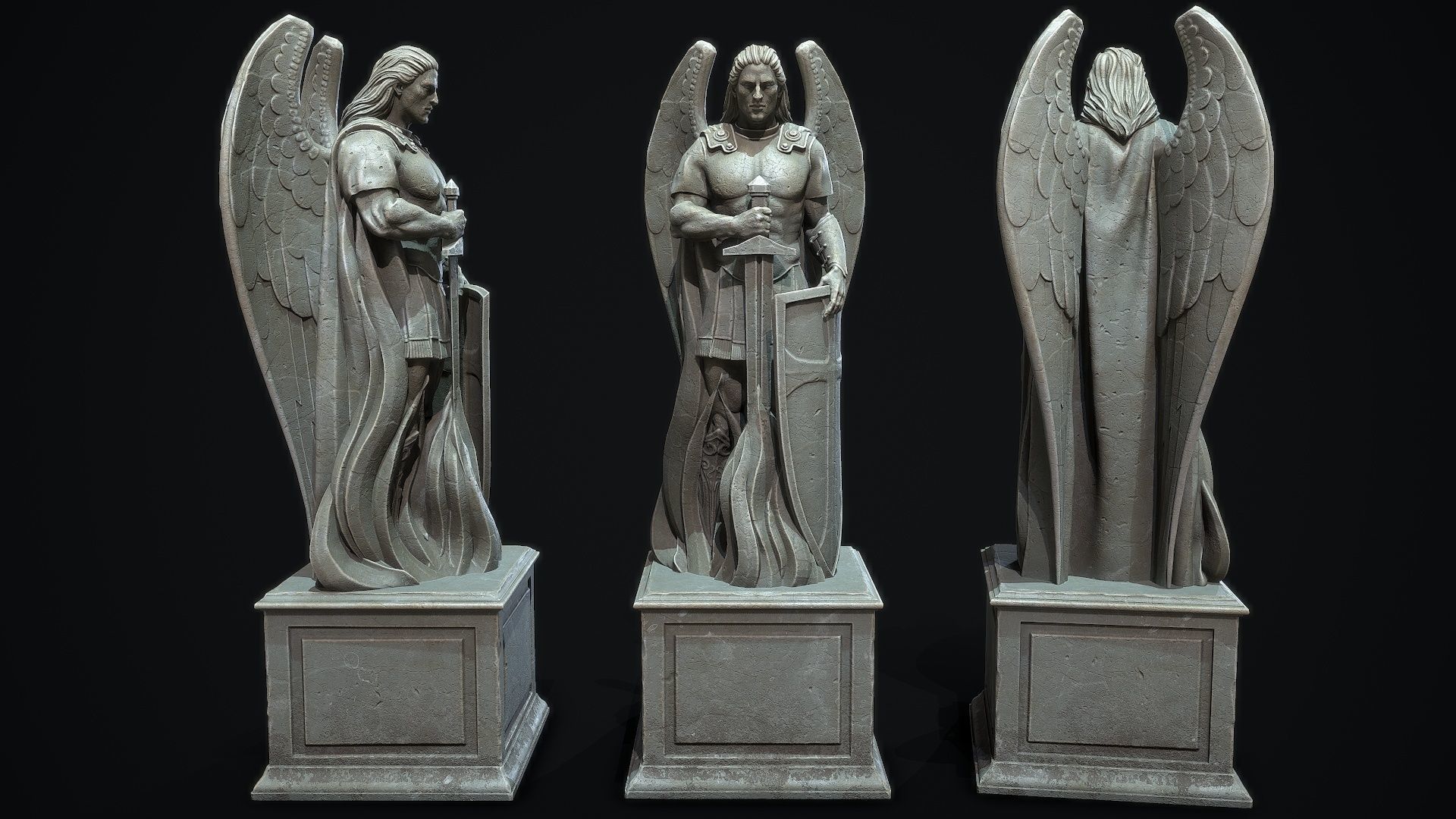 Archangel Statue PBR   Low-poly 3D model_2