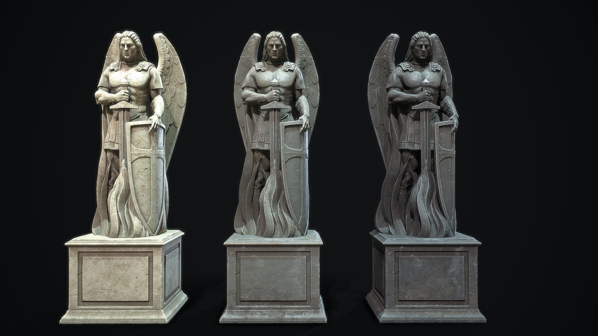 Archangel Statue PBR   Low-poly 3D model_4