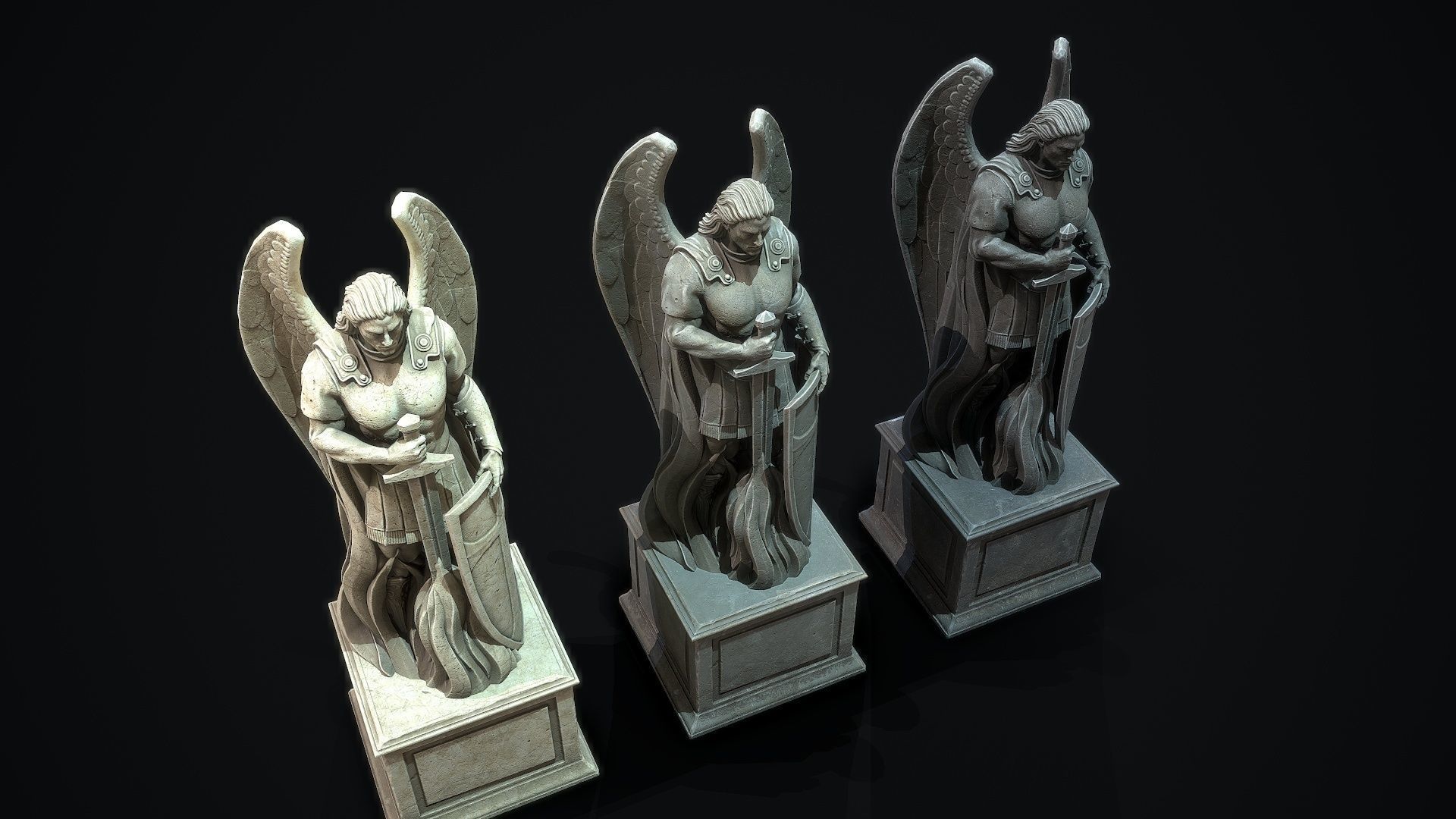 Archangel Statue PBR   Low-poly 3D model_5