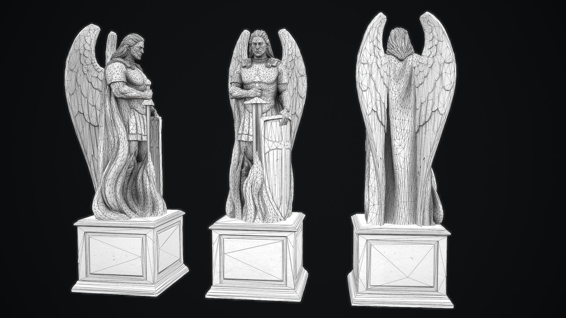 Archangel Statue PBR   Low-poly 3D model_10