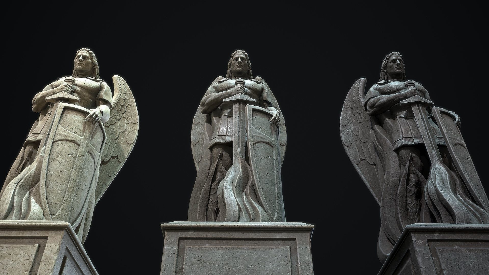 Archangel Statue PBR   Low-poly 3D model_8