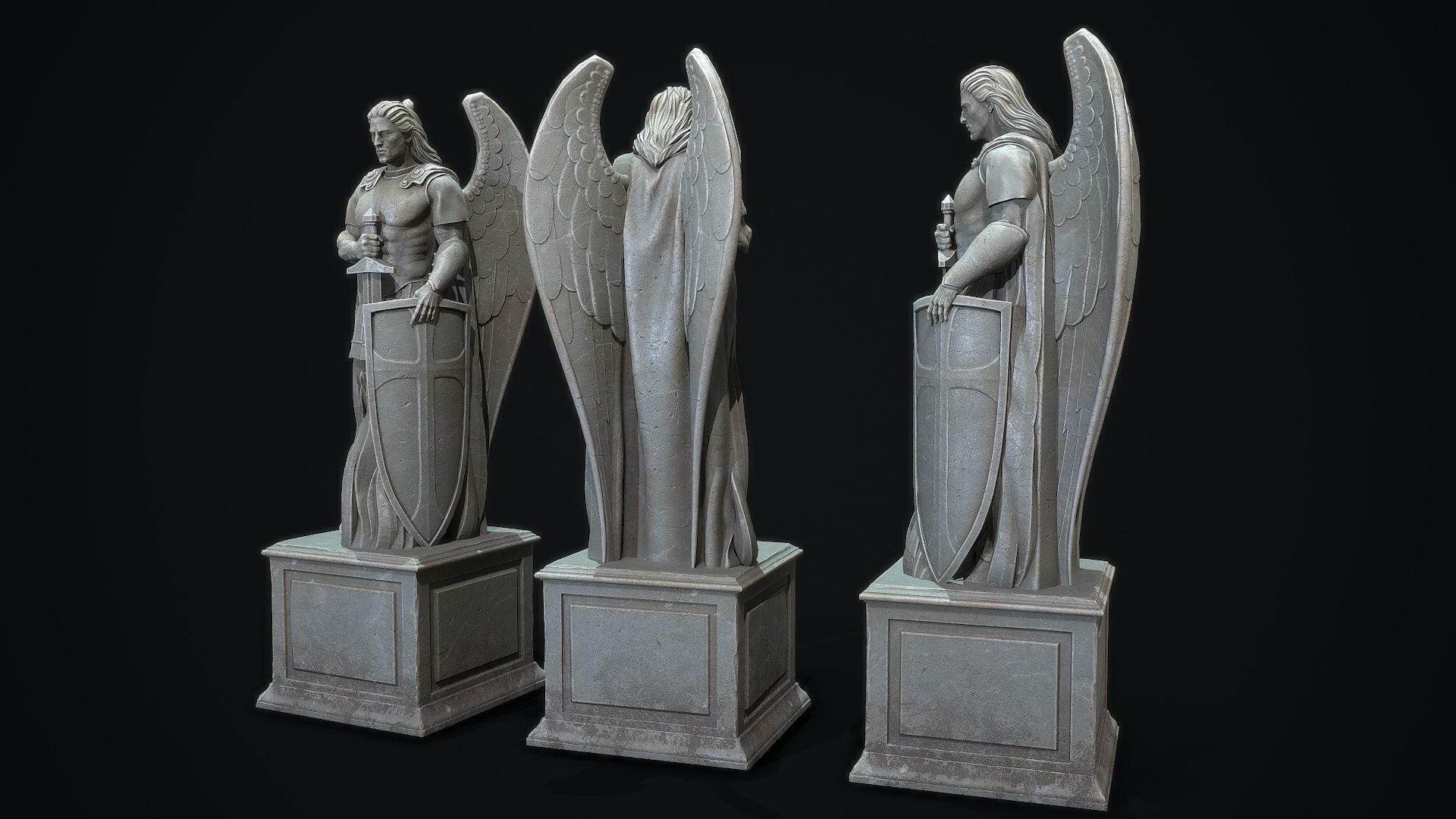 Archangel Statue PBR   Low-poly 3D model_3