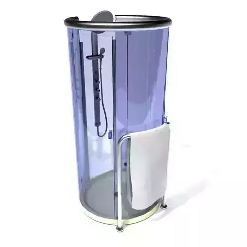 Modern Shower Cabin with Blue Glass