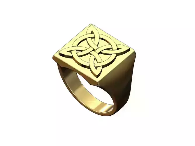 Chunky Square gaelic knot ring US size 7to13 