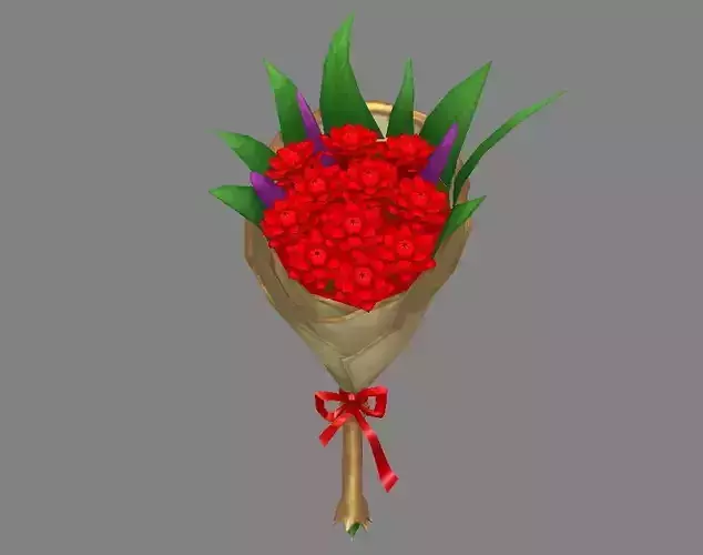 Cartoon red flower bouquet