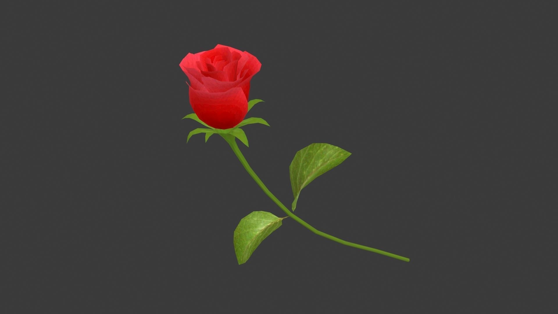 A rose two roses Low-poly 3D model_1
