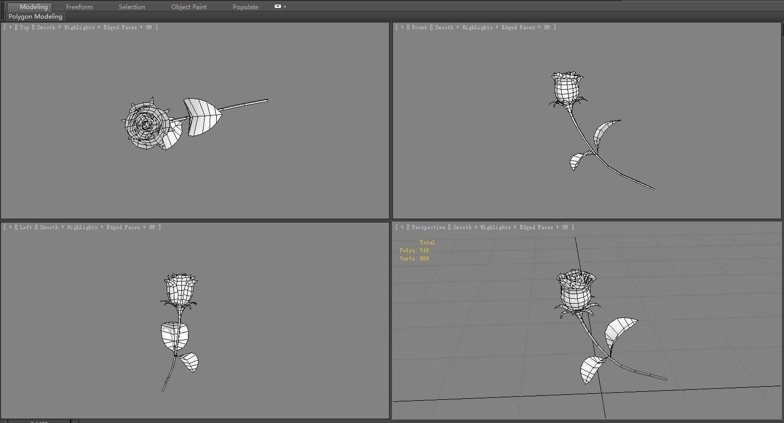 A rose two roses Low-poly 3D model_6