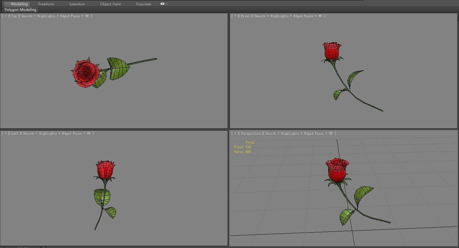 A rose two roses Low-poly 3D model_5