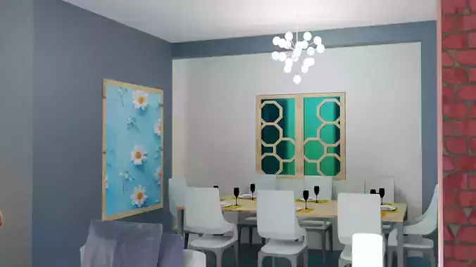 3d house model dining room interior design