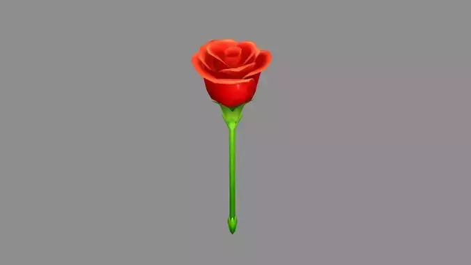 Cartoon red rose flower
