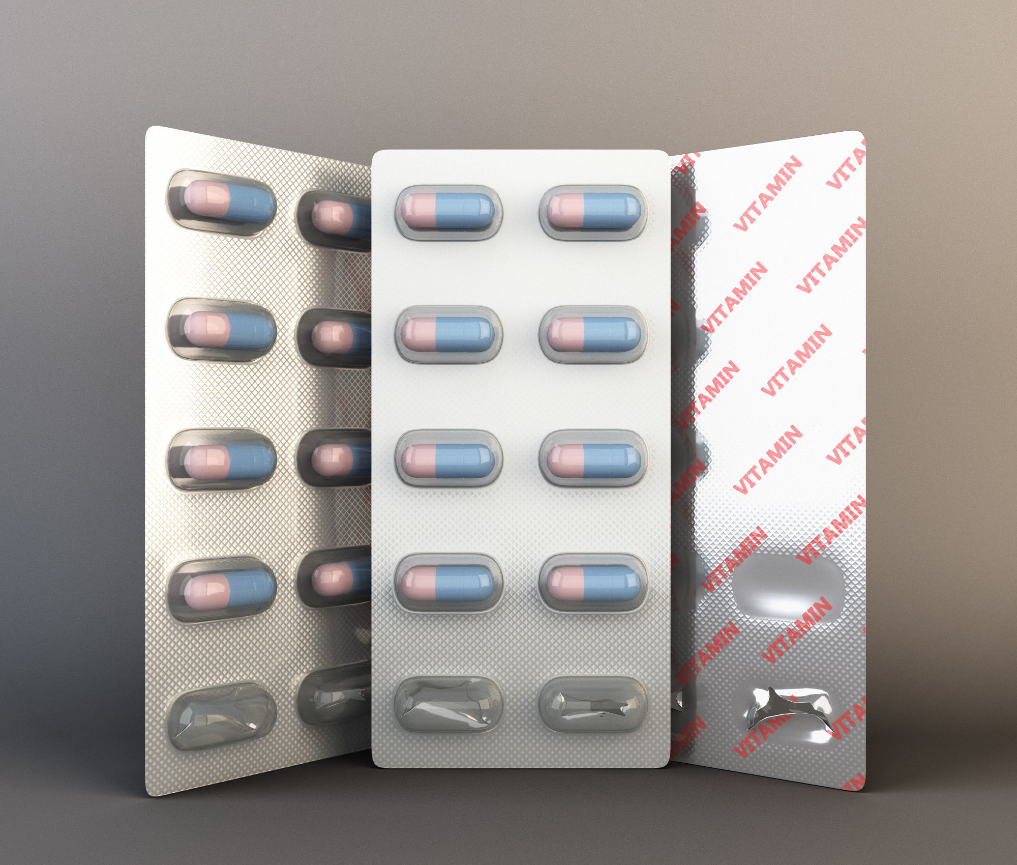 set of pills in packages Low-poly 3D model_3