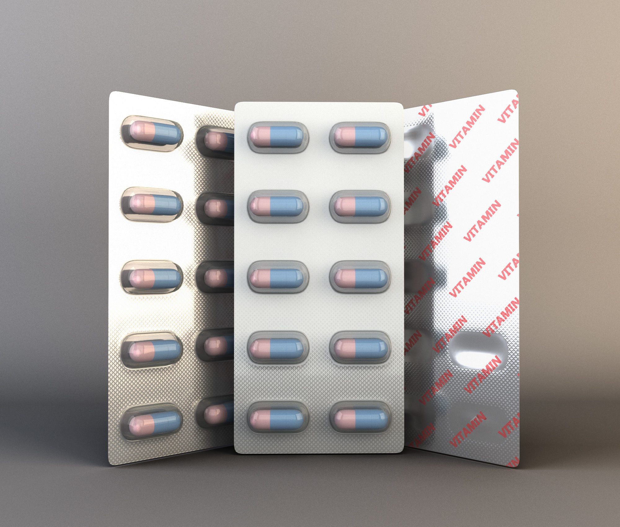 set of pills in packages Low-poly 3D model_1