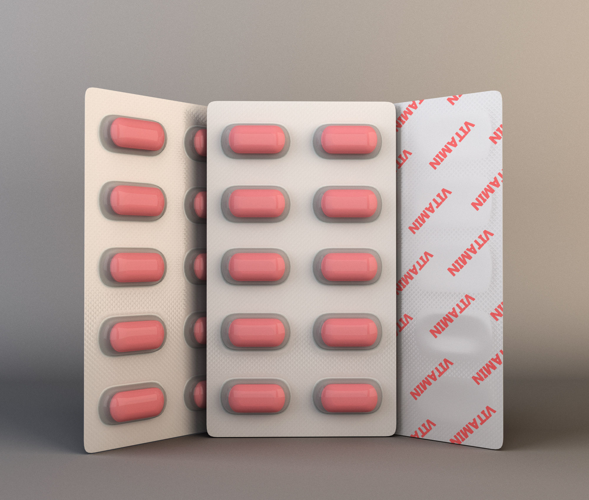 set of pills in packages Low-poly 3D model_2