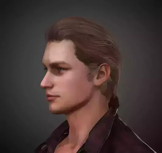 Realtime Long Male Hairstyle - Game Ready Low-poly 3D model