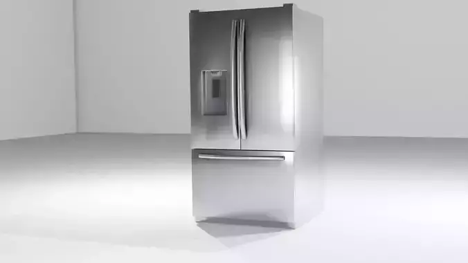 2 Doors French Refrigerator  PBR - Low Poly