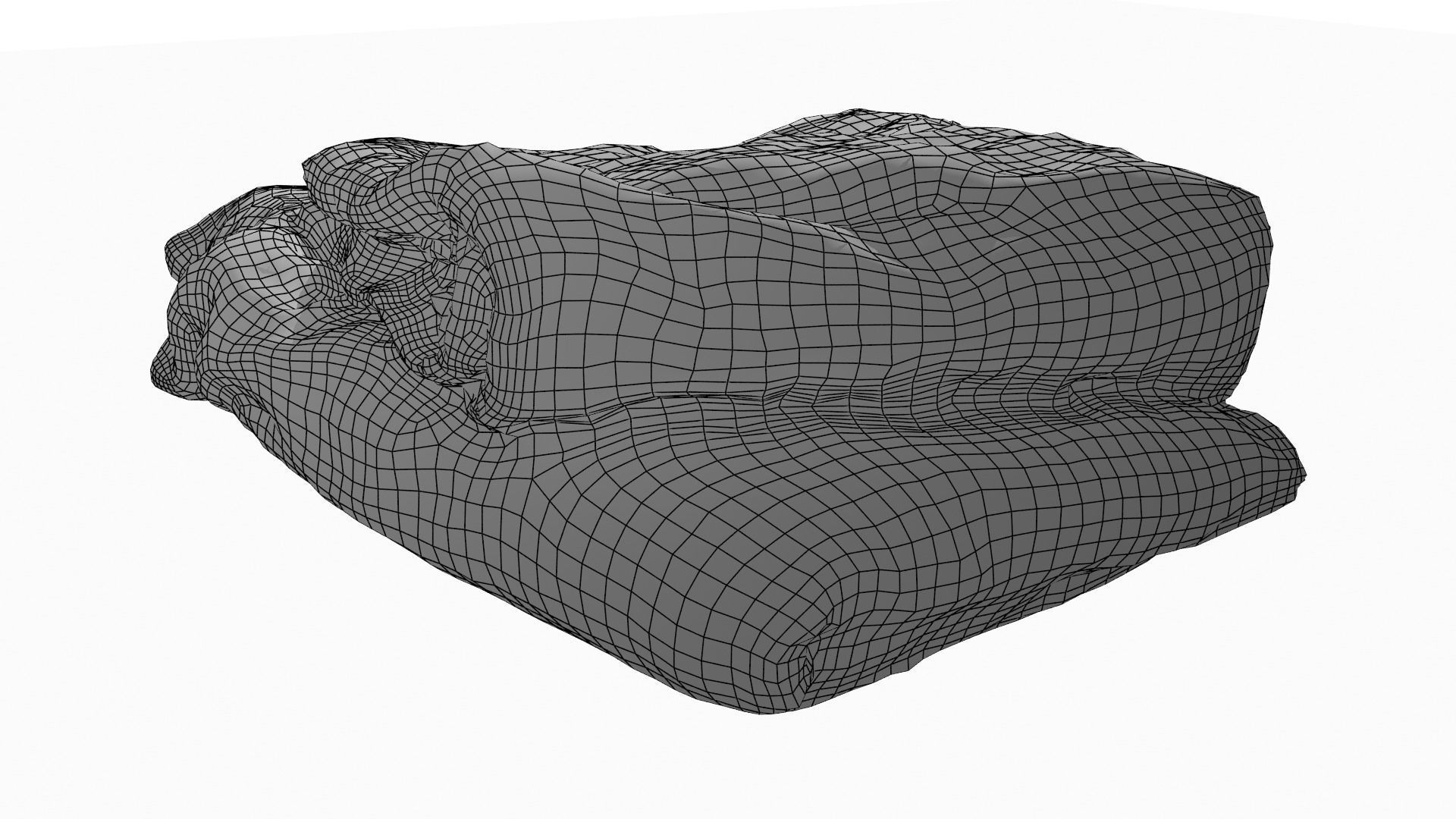 Folded Towel Low Poly Game Ready Scanned Low-poly 3D model_19