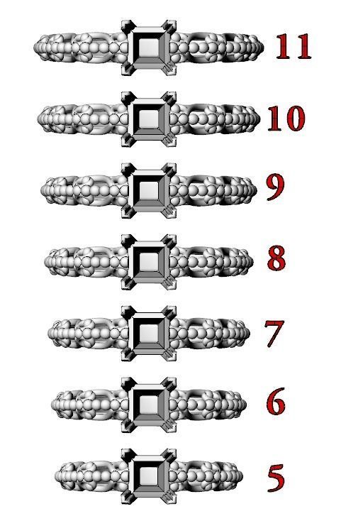 Stylish engagement ring with princess stone patterns 635 3D print model_16