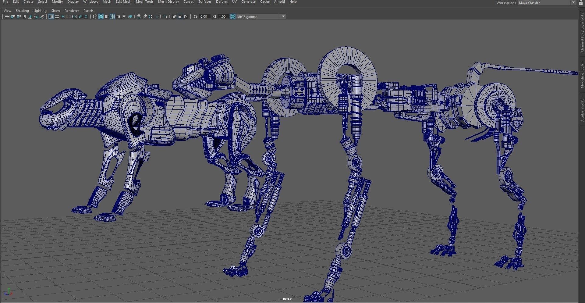 Robot panther Low-poly 3D model_13