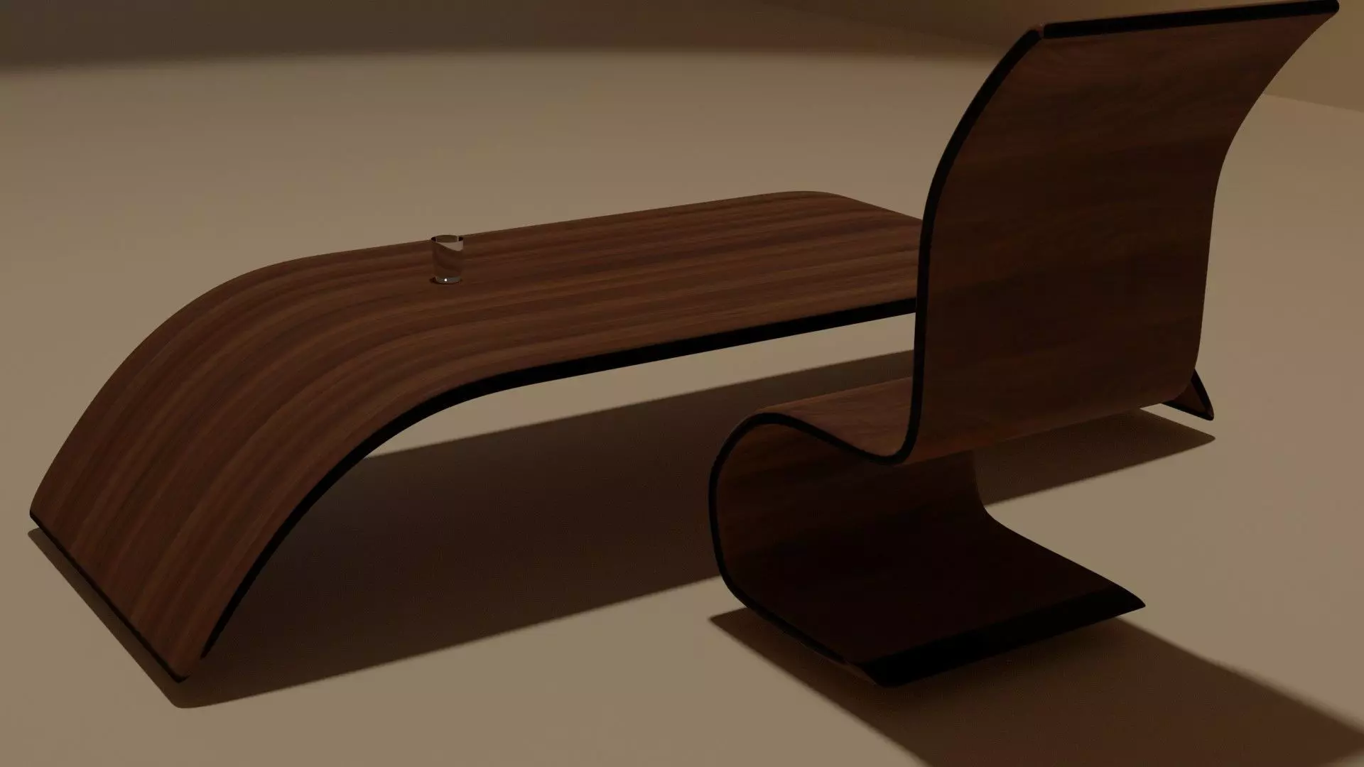 table and chair Low-poly 3D model_0