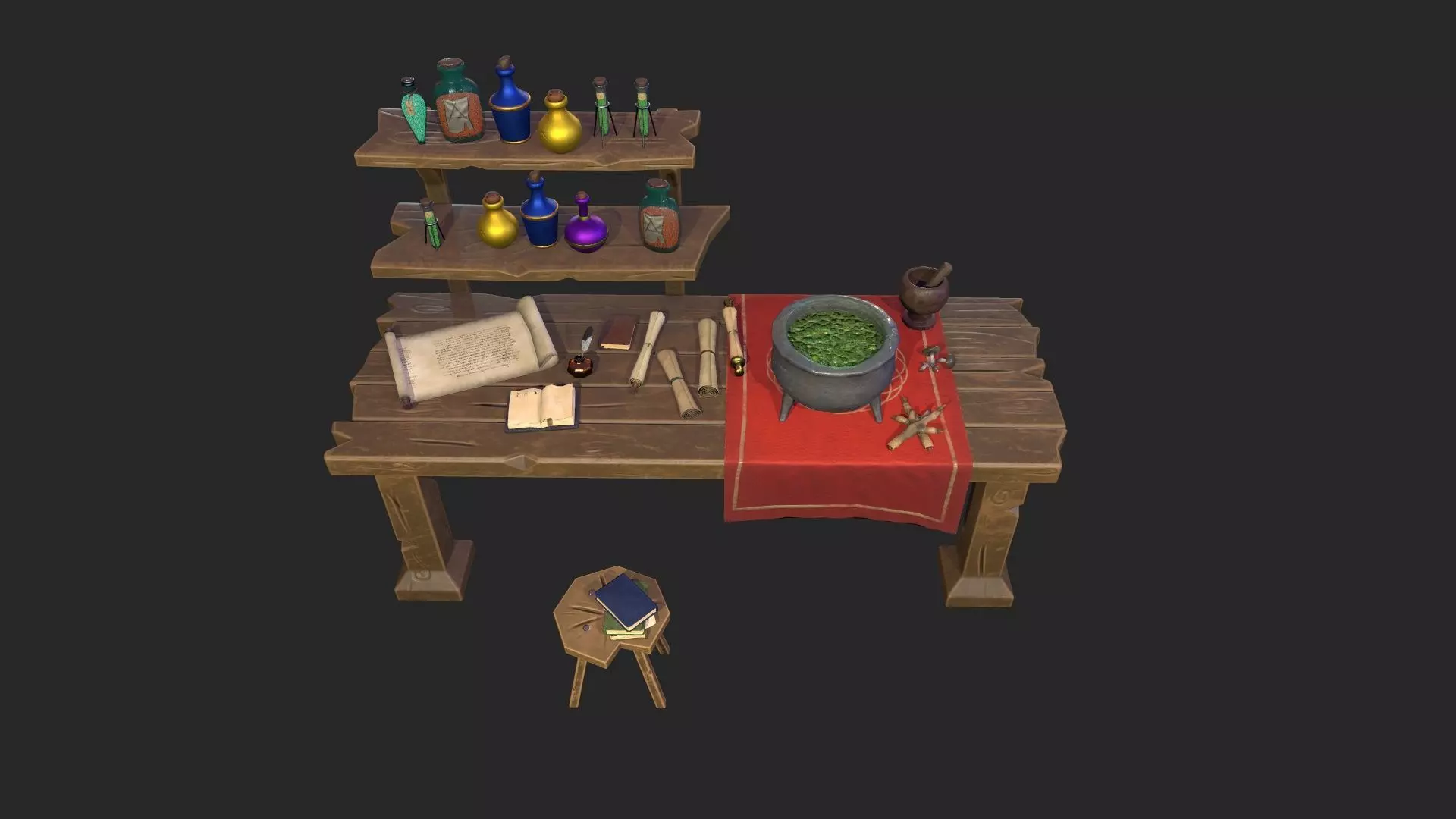 Stylized Alchemist set 3D Model Collection_0