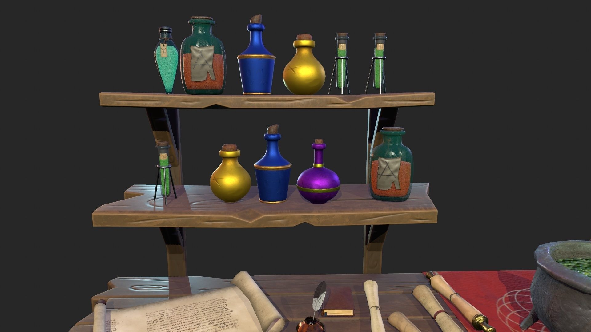 Stylized Alchemist set 3D Model Collection_8