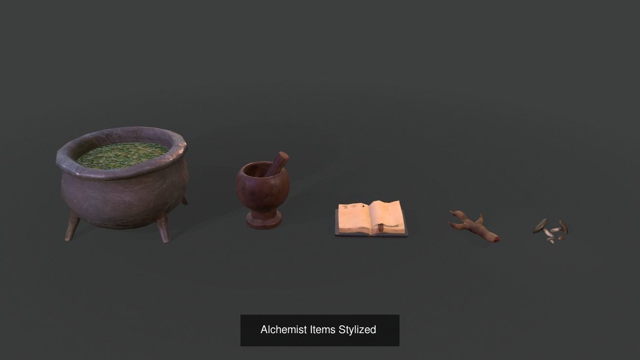 Stylized Alchemist set 3D Model Collection_16