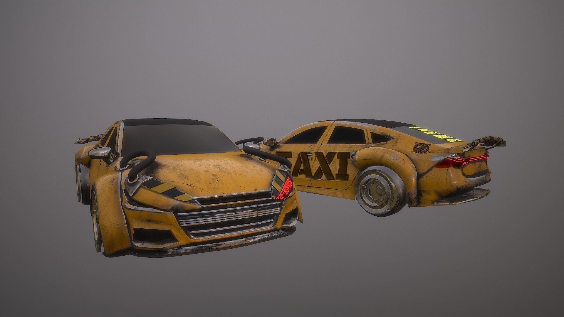 Cyberpunk Taxi  Low-poly 3D model_13